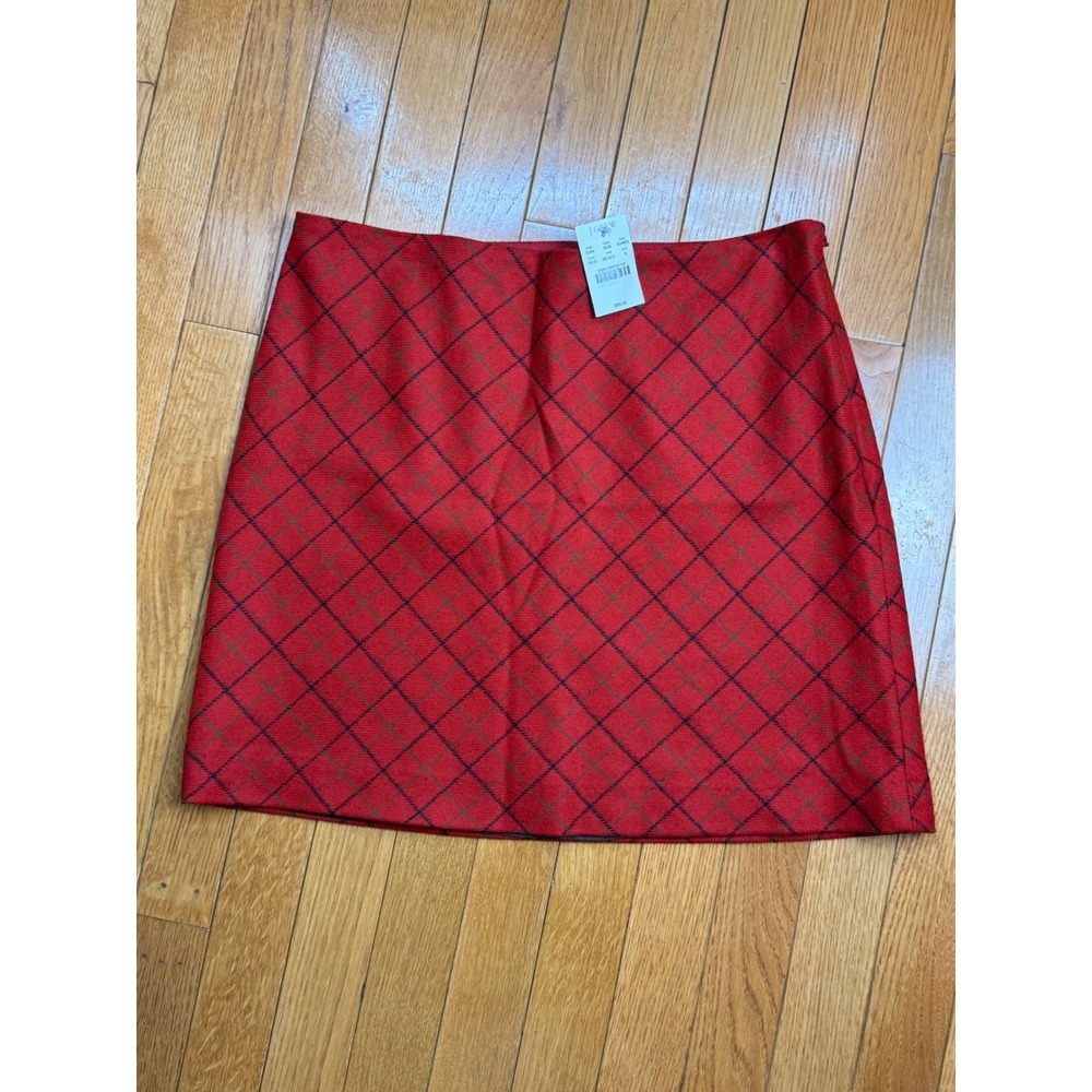 J.Crew Red Plaid‎ Wool Mini Skirt Size 6 NWT Holiday Preppy A-Line